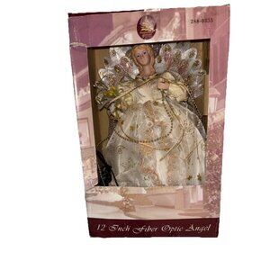 Vintage Angel Christmas  Tree Topper decor 12 Inch Fiber Optic Porcelain Fairy